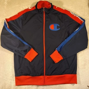 Chaqueta Champion Track Para Hombre Talla Grande Azul Cremallera Completa Deletrear Logo Poliéster EE. UU. - Imagen 1 de 18