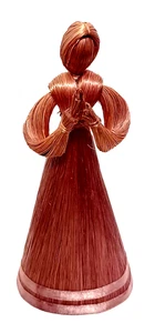 Handgefertigte rosa Stroh Mais Schale Engel Puppe Baumspitze Vintage Phiillpines - Bild 1 von 6