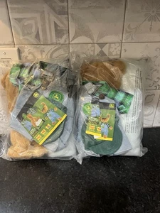 Set of 2 John Deere Bear Kit with Bear Skin, Stuffing, Overalls, Shirt, Hat, 13" - Picture 1 of 9