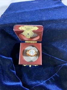 gold plated think band ladies cz ring size 9 - Picture 1 of 6