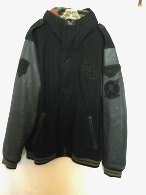 Jaqueta DC preta forrada com capuz fecho de botão com zíper completo, tamanho XL - Imagem 1 de 4