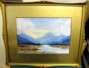 W. F. COOPER Listed Artist ca1890 W/Color Connemara Ireland Mountains / Lake - Bild 1 von 6