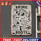 Vintage Metal Plate Woman In The Boots Rectangular Iron Painting Art 20x30cm