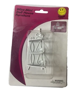 NOS Vintage Victorian Style White Wire Wicker Corner Shelf 1:12 Scale - Picture 1 of 6