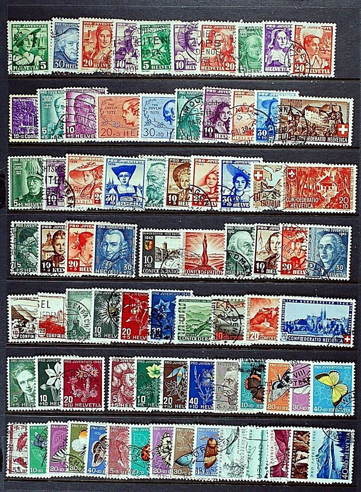 SWITZERLAND COLLECTION #2 SEMI-POSTAL 1933-1954 77 USED STAMPS SEE LIST SCV $191 - Image 1 of 1