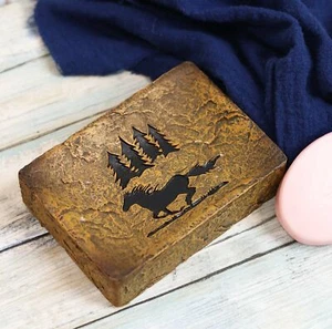 Rustic Western Mustang Horse Pine Trees Silhouette Bar Soap Dish Holder Figurine - Picture 1 of 5
