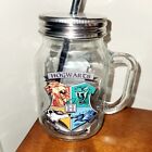❤️ New Harry Potter Hogwarts Glass Mason Jar  Tumbler Sipper Mug Gift Set