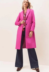 Ann Taylor Wool Blend Tailored Chesterfield Coat in Rich Pink Berry Size S nwt - Picture 1 of 3