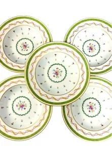 Haviland Limoges Vieux Paris Green Deep Plate Set Of 5 9.33 Inches Rare Unused - Picture 1 of 6