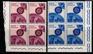 Italy, 1967 "Europa" set of 2 sg1175/6 corner margin blocks of 4 MNH. - Picture 1 of 1