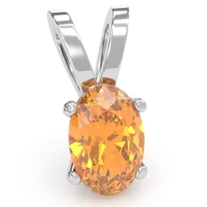Citrine Oval Solitaire Pendant In 14k Solid Gold - Picture 1 of 20