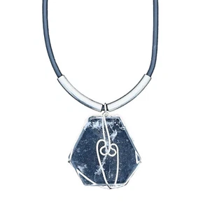 Statement Kautschuk Kette mit Silber und Bergkristall - Bild 1 von 1