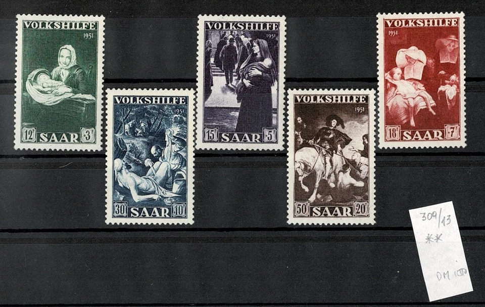 Pinturas Volksschutz 1951 del Sarre de Alemania MNH Foto 1 de 1