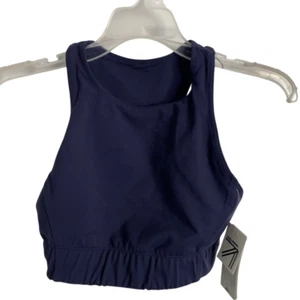 New Balance x J.Crew Womens 0683 Highneck Sports Bra S Navy Blue Preppy Pilates - Picture 1 of 7