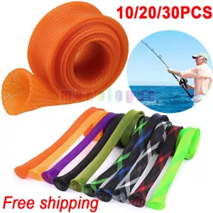 30PCS Fishing Rod Sleeve Sock Cover Braided Mesh Protector Pole Fishing Tool - Picture 1 of 17