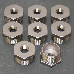 (8) Guardian Hex Reducer Bushings, 1-1/2" x 1/2" NPT Pipe, Stainless Steel 304 - Picture 1 of 5
