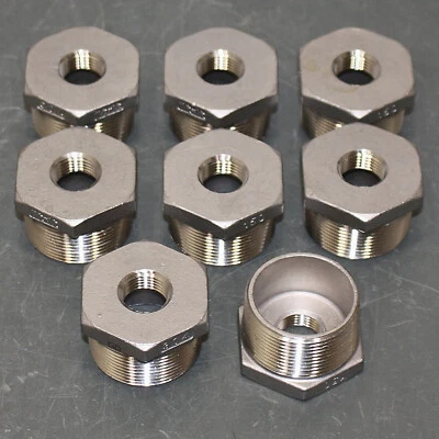 (8) Guardian Hex Reducer Bushings, 1-1/2" x 1/2" NPT Pipe, Stainless Steel 304 - Image 1 of 4
