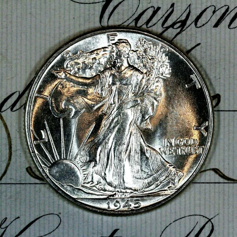 * 1945-P * CH-GEM BU MS WALKING LIBERTY HALF-DOLLAR * FROM ORIGINAL BANK BAG Cover