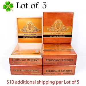 "Lotto di 5 Scatola Sigari Legno Vuota Perdomo Magnum Tubo Ct Champagne 7,5"" x 7"" x 2" - Foto 1 di 12