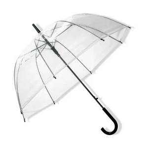 Bubble Umbrellas Set of 5 Black J Handle Clear Top Wedding Event Rain - Picture 1 of 6
