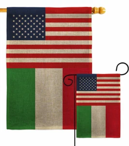 Italy US Friendship Burlap Garden Flag Decorative Small Gift Yard House Banner - Picture 1 of 19