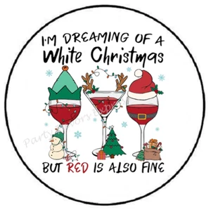 I'M DREAMING OF WHITE CHRISTMAS WINE ENVELOPE SEALS LABELS STICKERS PARTY FAVORS - Picture 1 of 2