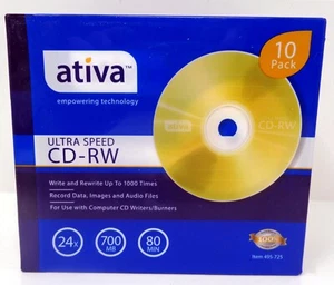 ATIVA CD-RW Ultra-Speed 10/paquete (NUEVO) - Imagen 1 de 3