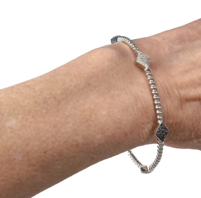 Rare Affinity Diamond Black & White Sterling Cable Twist Bangle Bracelet 14.8g - Image 1 of 4