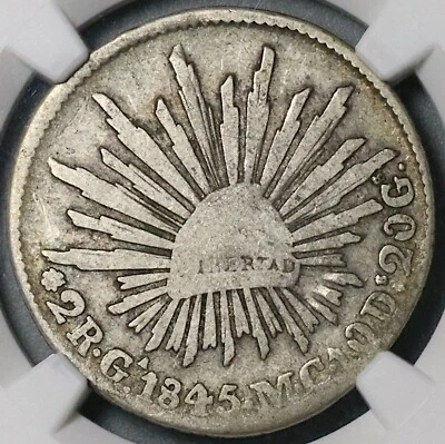 1845/3-Ga NGC VG 8 Mexico 2 Reales Guadalajara Rare Coin POP 1/0 (24070803C) - Image 1 of 4
