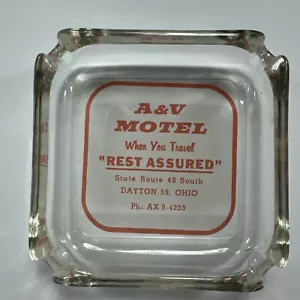 Vintage Mid-Century Dayton, Ohio A&V Motel "Rest Assured" Advertising Ashtray - Picture 1 of 5
