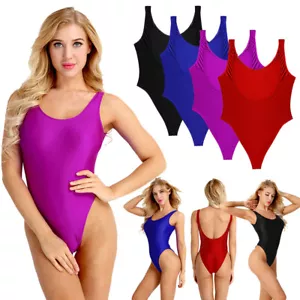 Womens One Piece Swimsuit Low Back High Cut Thong Leotard Bathing Bodysuit - Picture 1 of 36