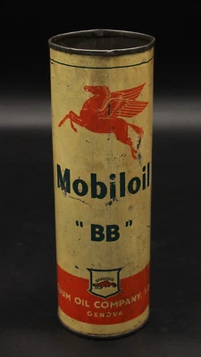Ancien Bidon Huile Boite Mobiloil BB Gargoyle Pegasus Auto Motor Oil Tin Can - Photo 1/4