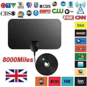 8000Miles Indoor HD Digital TV Antenna Aerial Signal Amplified 4K 1080P Freeview - Picture 1 of 11