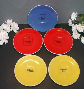 5 x ALFREDO Unterteller Untertasse für Kaffeetasse : 1 x blau, 2 x rot, 2 x gelb - Bild 1 von 11