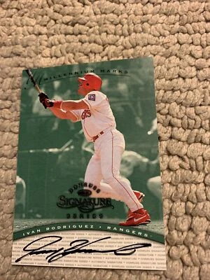 Tarjeta de firma Donruss Cb15 Ivan Rodriguez 0619 autógrafo Millennium Marks 1997 Foto 1 de 2
