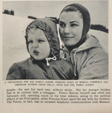 Princess Grace Kelly With Husband Children Winter Original 1961 ILN ~14.5x10"