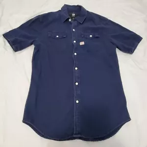 Camicia uomo G Star Raw Landah blu manica corta perla bottoni a scatto taglia XS - Foto 1 di 3