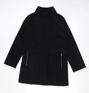 Mango Womens Black Overcoat Coat Size XS Zip - Picture 1 of 10