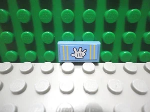 Lego 1 Medium Blue 1x2 tile with sticker of White Glove - Picture 1 of 1