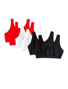 Women's Built Up Tank Style Sports Bra 6 Pack, Red Hot/White/Black, 50 - Picture 1 of 7