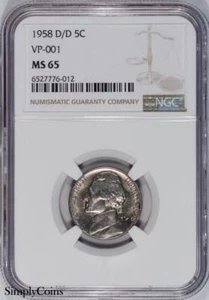 1958-D/D RPM VP-001 Jefferson Nickel NGC MS65 TOP POP FINEST KNOWN! US Coin - Picture 1 of 10