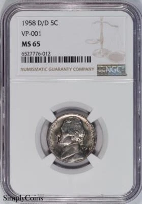 1958-D/D RPM VP-001 Jefferson Nickel NGC MS65 TOP POP FINEST KNOWN! US Coin - Image 1 of 4