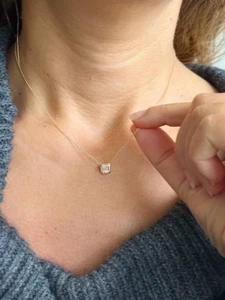 Asscher Schliff Diamant Anhänger und Kette IGI zertifiziert 14k massiv Gelbgold 1,00ct - Bild 1 von 8