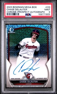 Mega caja Bowman 2023 cromo prospecto autógrafos Chase DeLAUTER #BMA-CD PSA 9 - Imagen 1 de 2