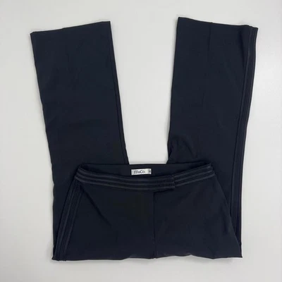 black office siren straight leg trousers with lined panel side design - Image 1 of 3