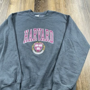 Vintage Harvard Sweatshirt Herren M grau University Student Spellout Y2K Pullover - Bild 1 von 12