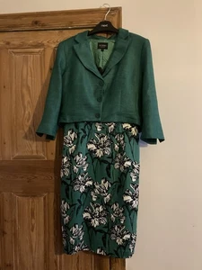 Womens Hobbs Dress and Jacket Used Size 12 Green And Black Shift Dress - Picture 1 of 19