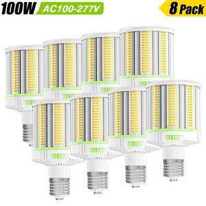 8 Pack -100W LED Corn Bulb Light E39 Mogul Base Street Parking Lot High Bay Lamp - Picture 1 of 16
