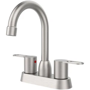 2 Handles Bathroom Sink Faucet, Brushed Nickel Centerset RV Bathroom Faucets for - Picture 1 of 7