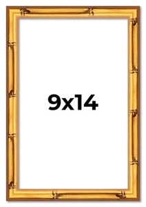 9x14 Frame Gold Bamboo Solid Wood Picture Frame | 1 Inch Moulding Width | Interi - Picture 1 of 10
